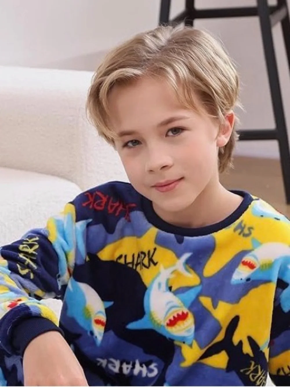 V.&GRIN Boys Size 13-14 Fleece Pajama Top, Soft Cozy Pullover Sweatshirt, New